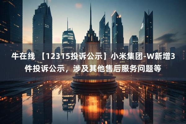 牛在线 【12315投诉公示】小米集团-W新增3件投诉公示，涉及其他售后服务问题等