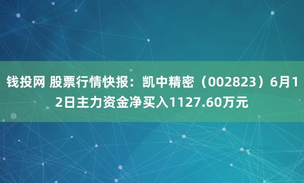 钱投网 股票行情快报：凯中精密（002823）6月12日主力资金净买入1127.60万元
